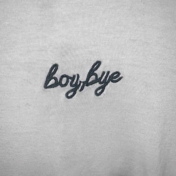 White Agaci Crop Top “Boy Bye” (size M) - Picture 3 of 4